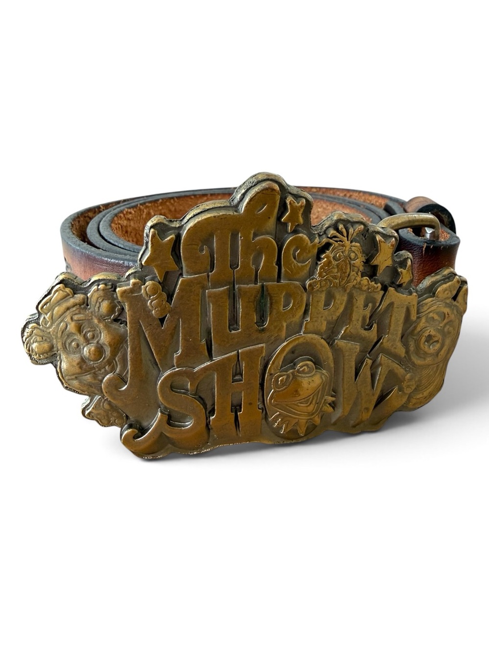 The Muppet Show Brass Buckle Leather Belt - Brown